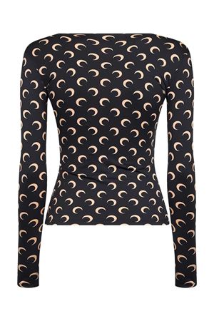 Top in tessuto elasticizzato nero e beige MARINE SERRE | WTS017ACJER0001IT99